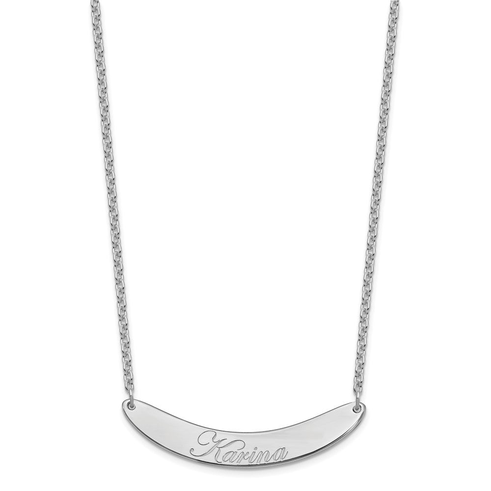 SS/Rhod-plated Medium EDWARDIAN SCRIPT Curved Bar Necklace