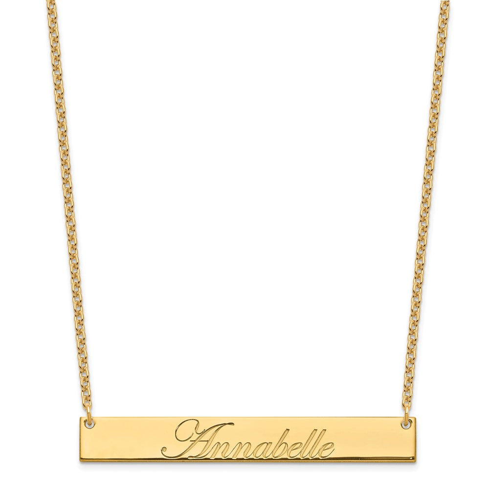 Sterling Silver/Gold-plated Large EDWARDIAN SCRIPT Bar Necklace
