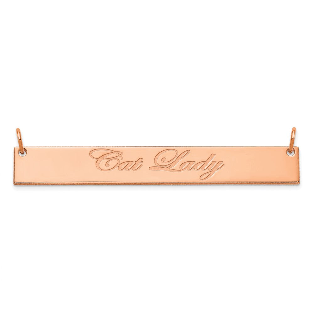 Sterling Silver/Rose-plated Large EDWARDIAN SCRIPT Bar Necklace