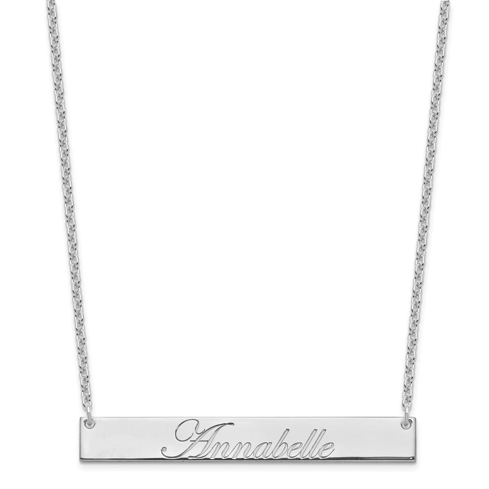 SS/Rhodium-plated Large EDWARDIAN SCRIPT Bar Necklace