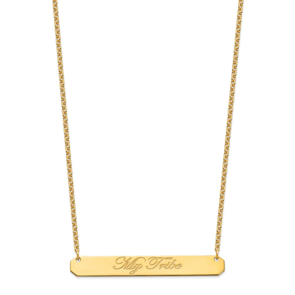 Sterling Silver/Gold-plated Large EDWARDIAN SCRIPT Bar Necklace