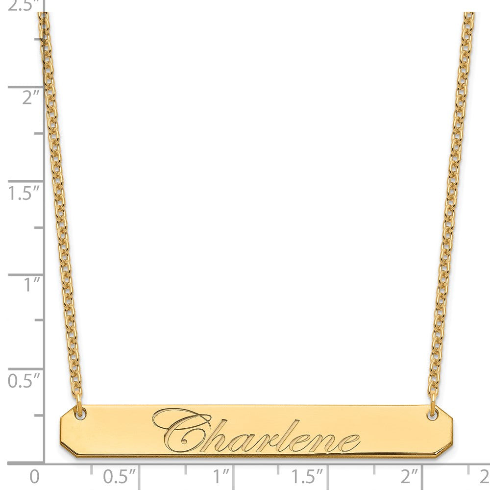 Sterling Silver/Gold-plated Large EDWARDIAN SCRIPT Bar Necklace