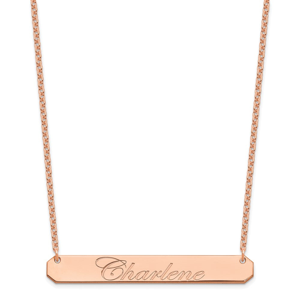 Sterling Silver/Rose-plated Large EDWARDIAN SCRIPT Bar Necklace