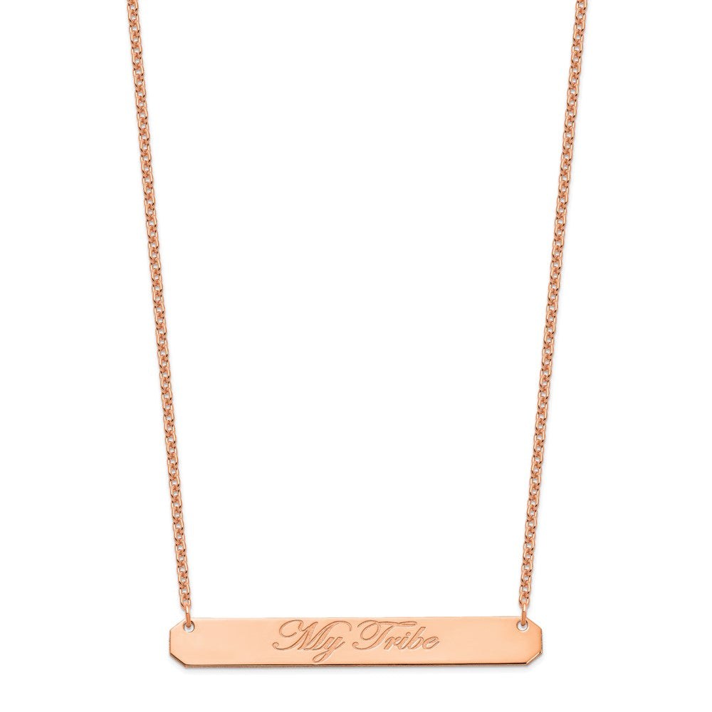 Sterling Silver/Rose-plated Large EDWARDIAN SCRIPT Bar Necklace