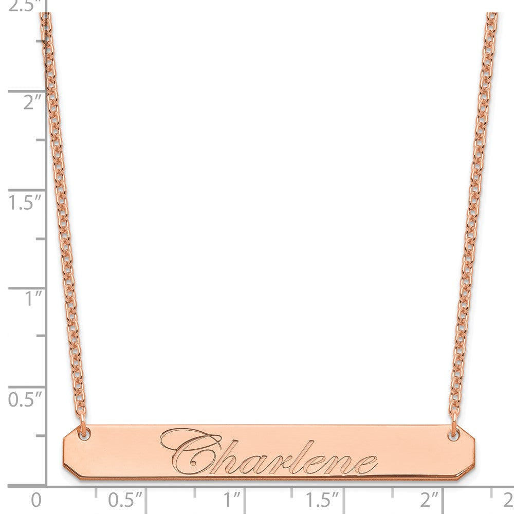 Sterling Silver/Rose-plated Large EDWARDIAN SCRIPT Bar Necklace