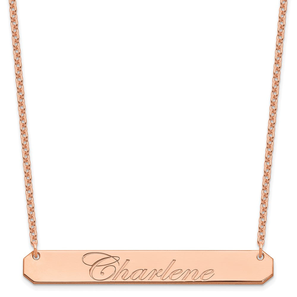 Sterling Silver/Rose-plated Large EDWARDIAN SCRIPT Bar Necklace