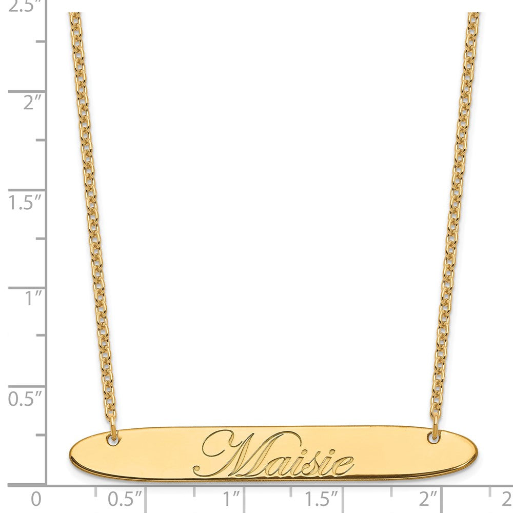 SS/Gold-plated Large Oblong EDEARDIAN SCRIPT Bar Necklace