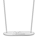 SS/Rhodium-plated Large Oblong EDWARDIAN SCRIPT Bar Necklace