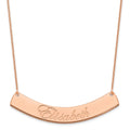 14K Rose Gold Large EDWARDIAN SCRIPT Curved Bar Necklace
