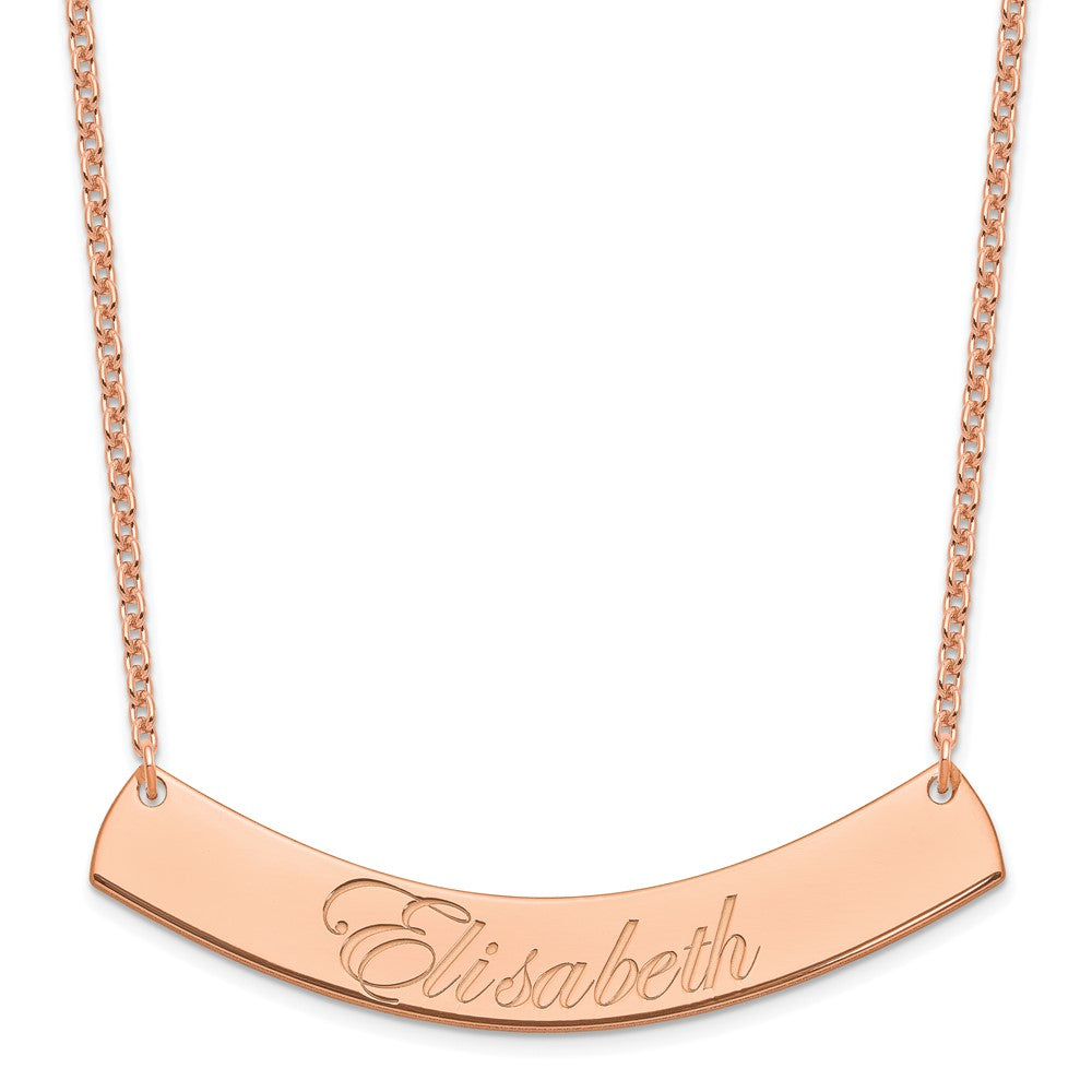 SS/Rose-plated Large EDWARDIAN SCRIPT Curved Bar Necklace