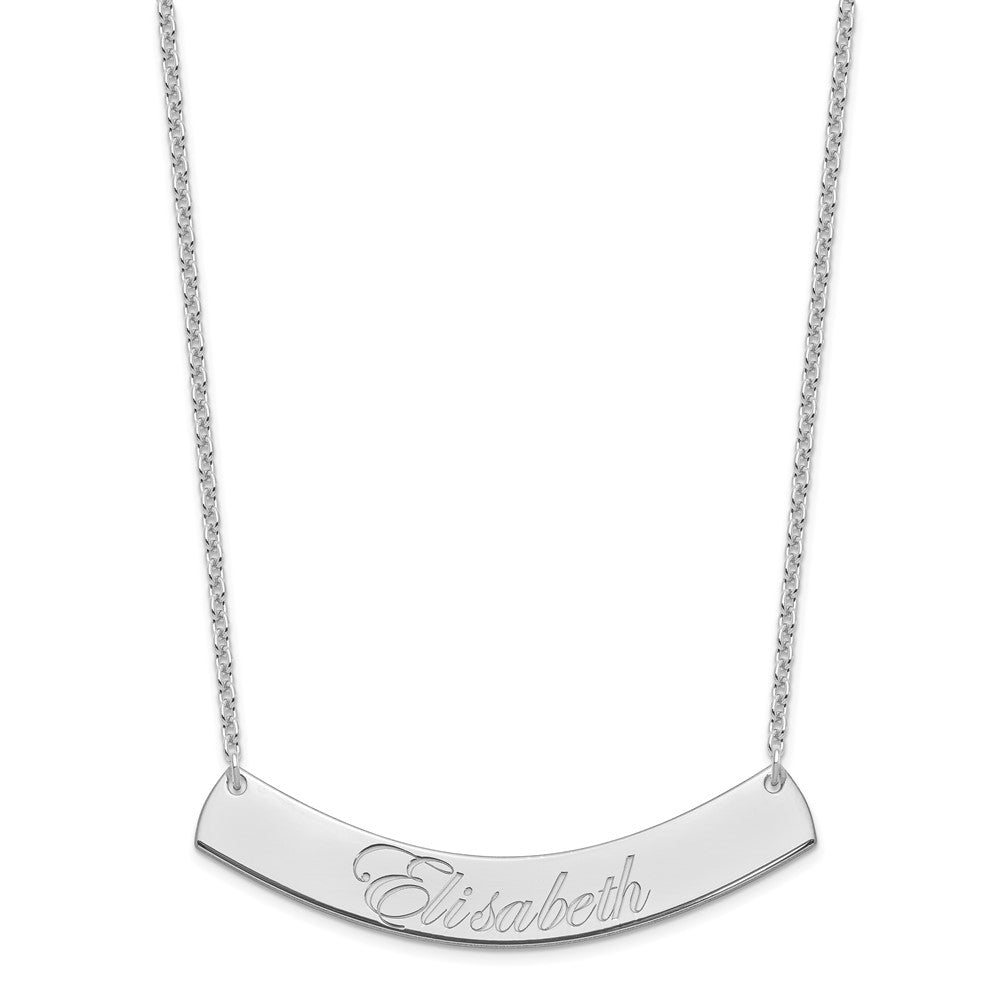 SS/Rhodium-plated Large EDWARDIAN SCRIPT Curved Bar Necklace