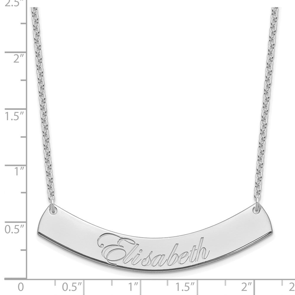 SS/Rhodium-plated Large EDWARDIAN SCRIPT Curved Bar Necklace