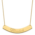 14k Yellow Gold Large EDWARDIAN SCRIPT Curved Bar Necklace