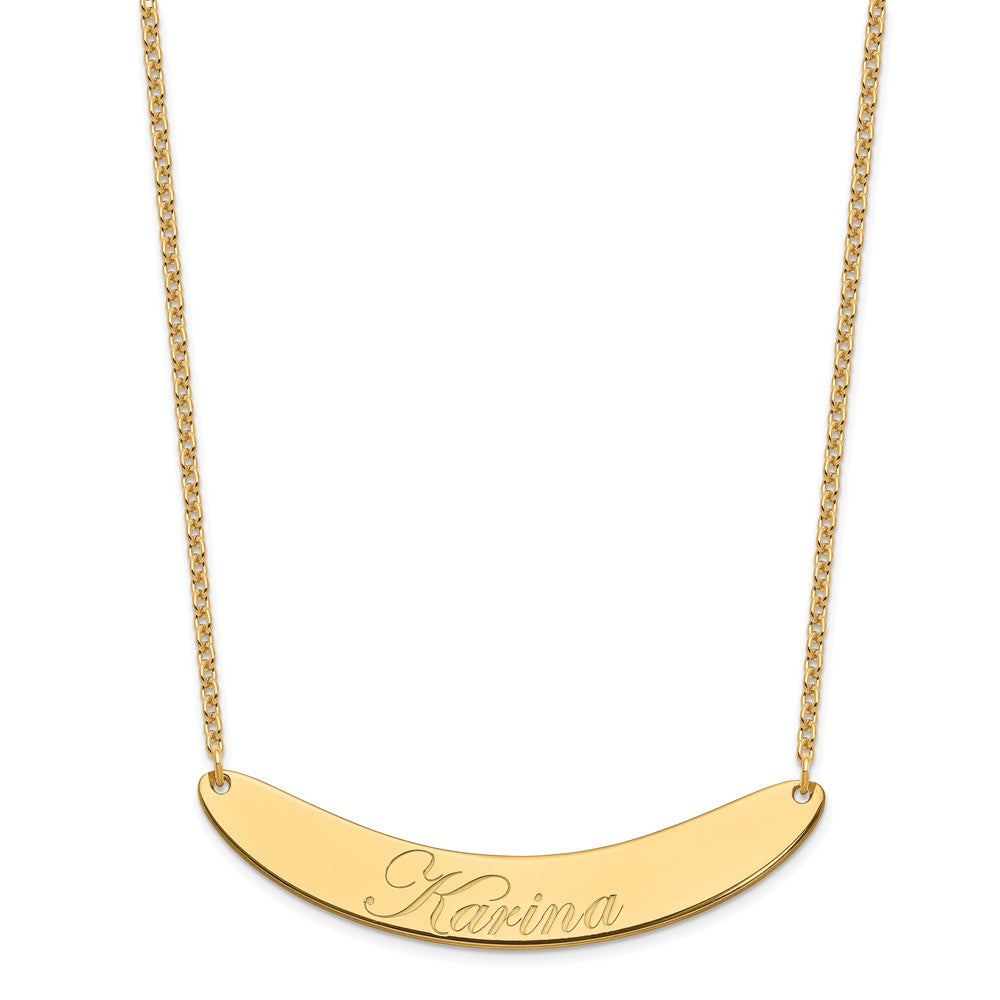 SS/Gold-plated Large EDWARDIAN SCRIPT Curved Bar Necklace