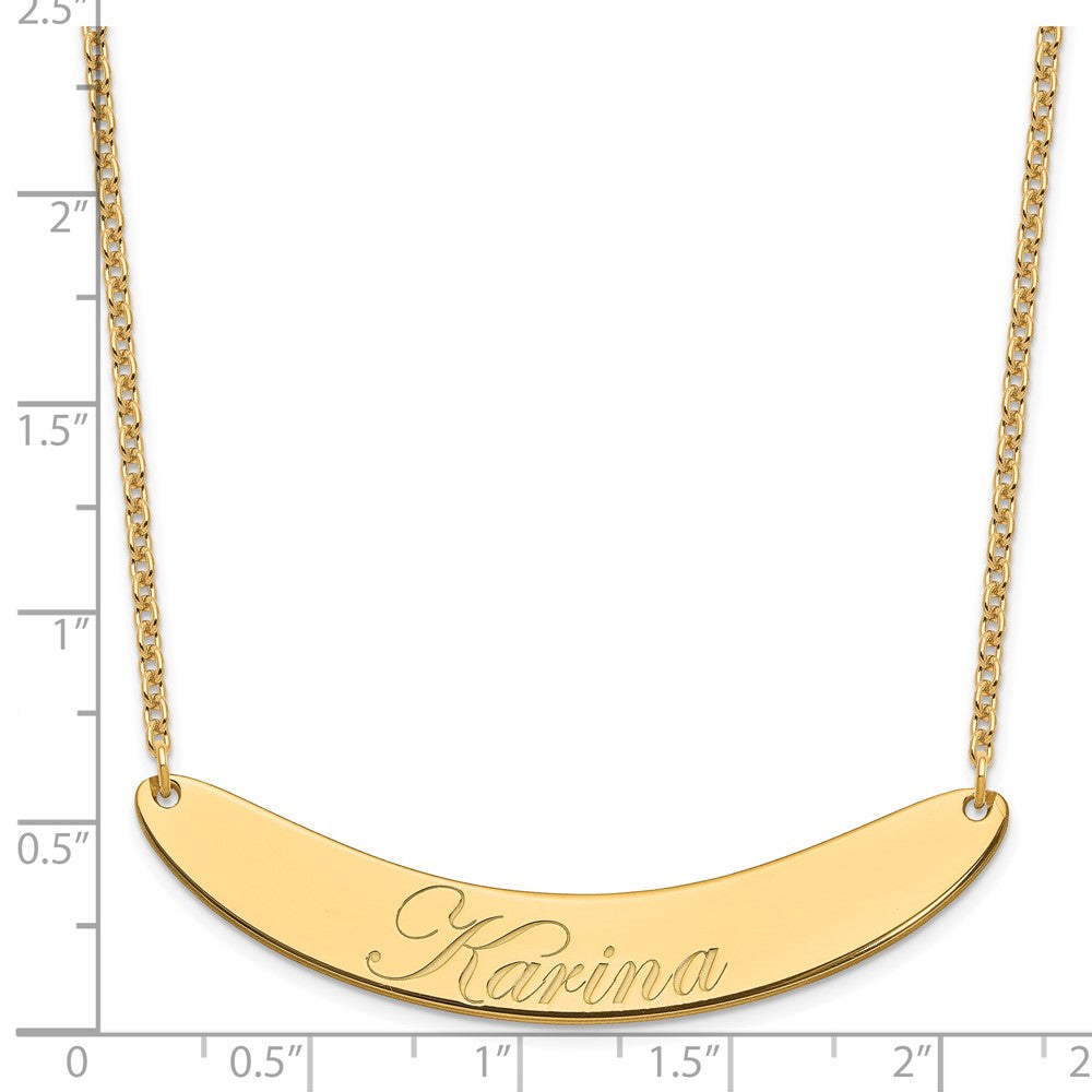 SS/Gold-plated Large EDWARDIAN SCRIPT Curved Bar Necklace