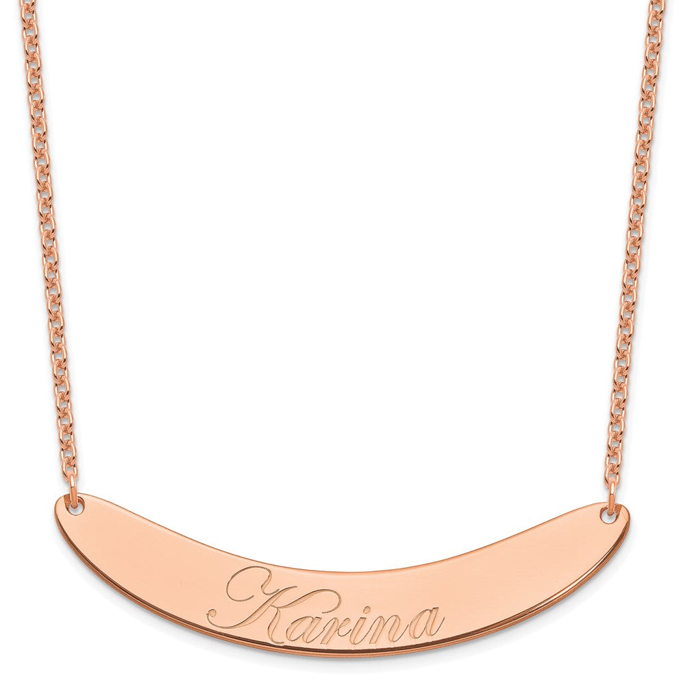 SS/Rose-plated Large EDWARDIAN SCRIPT Curved Bar Necklace
