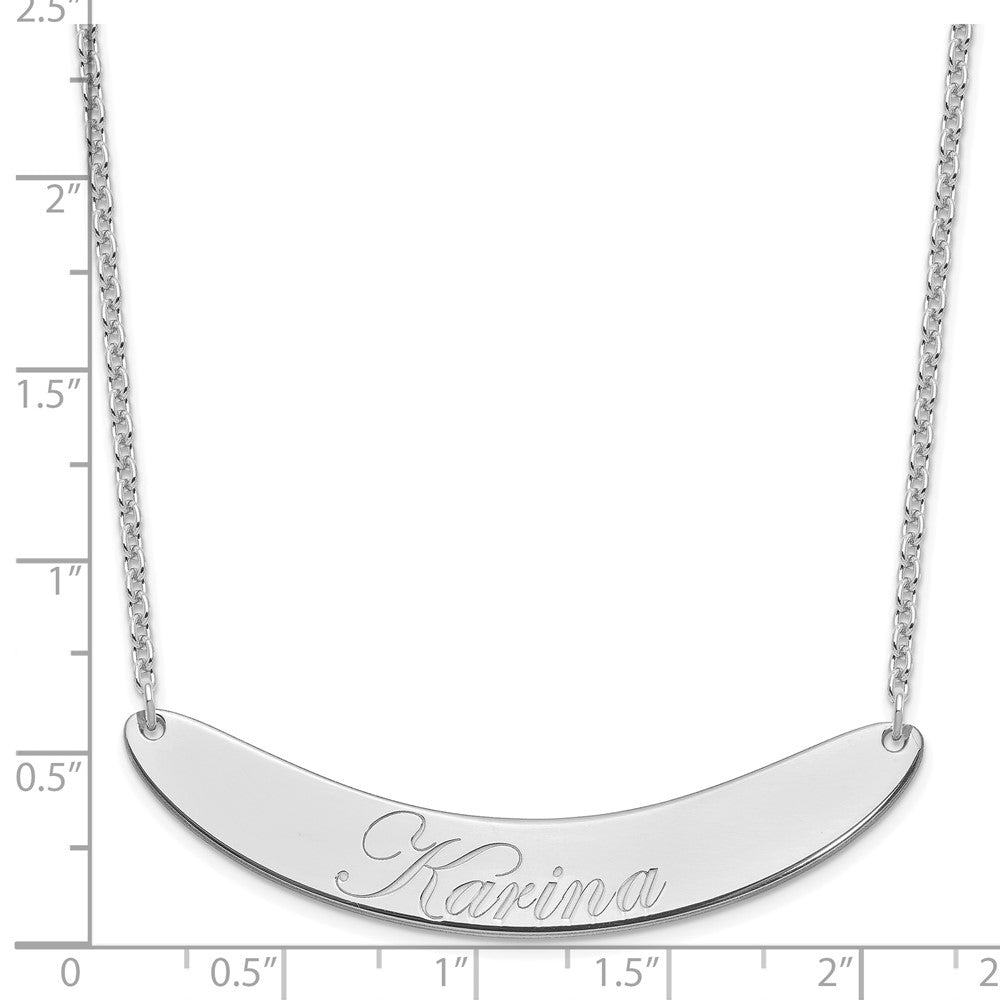 SS/Rhod-plated Large EDWARDIAN SCRIPT Curved Bar Necklace