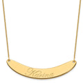14k Yellow Gold Large EDWARDIAN SCRIPT Curved Bar Necklace