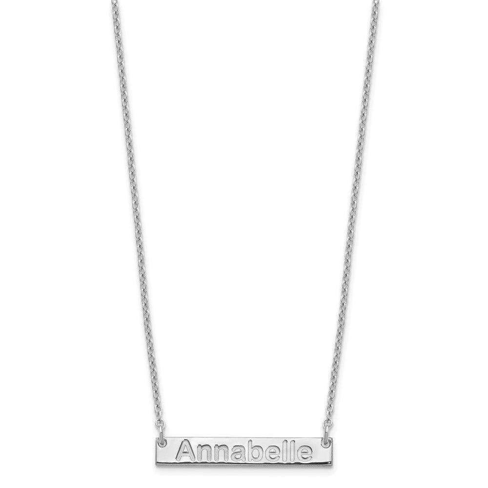 Sterling Silver/Rhod-plated Small ARIAL ROUNDED Bar Necklace