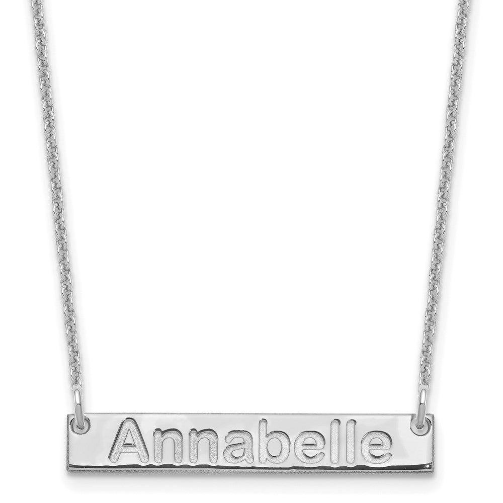 10k White Gold Small ARIAL ROUNDED Bar Necklace