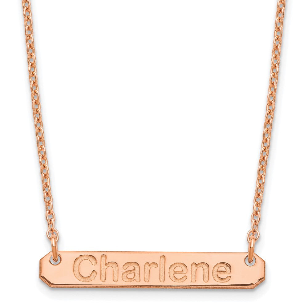 Sterling Silver/Rose-plated Small ARIAL ROUNDED Bar Necklace