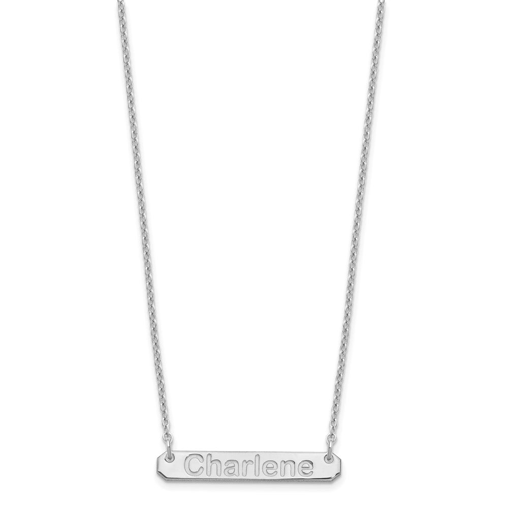 SS/Rhodium-plated Small Polished Arial Rounded Bar Necklace
