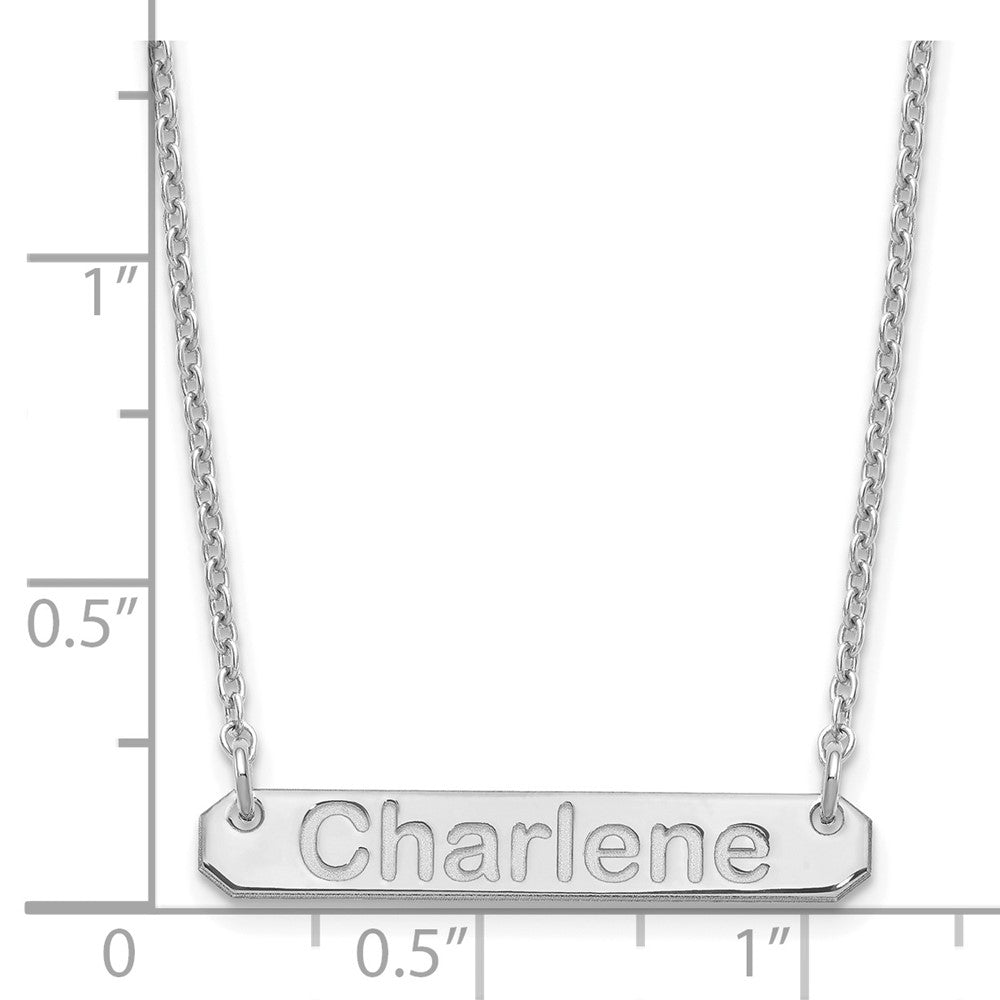 SS/Rhodium-plated Small Polished Arial Rounded Bar Necklace
