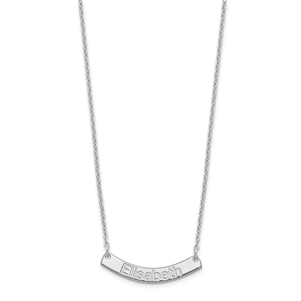 SS/Rhodium-plated Small ARIAL ROUNDED Curved Bar Necklace