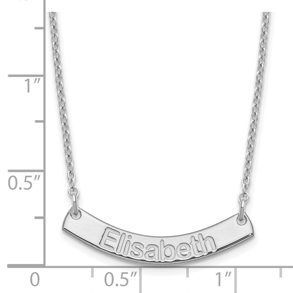 SS/Rhodium-plated Small ARIAL ROUNDED Curved Bar Necklace