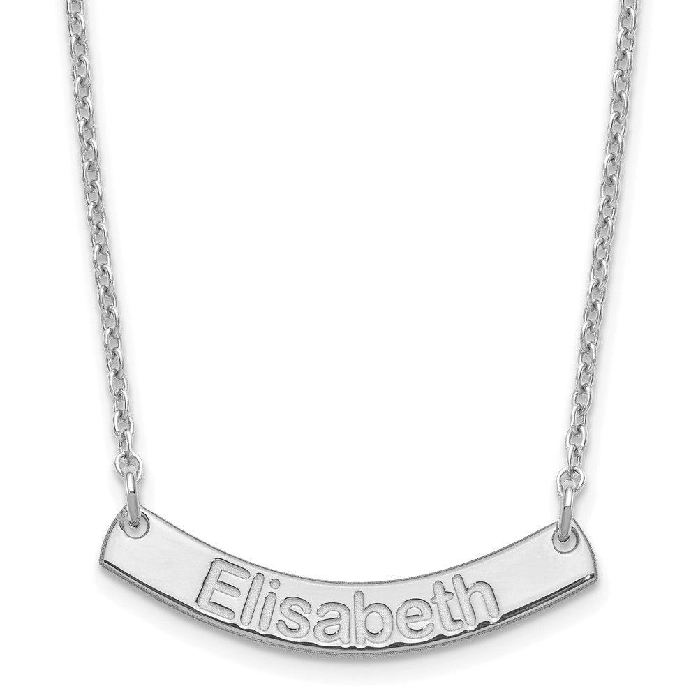 SS/Rhodium-plated Small ARIAL ROUNDED Curved Bar Necklace