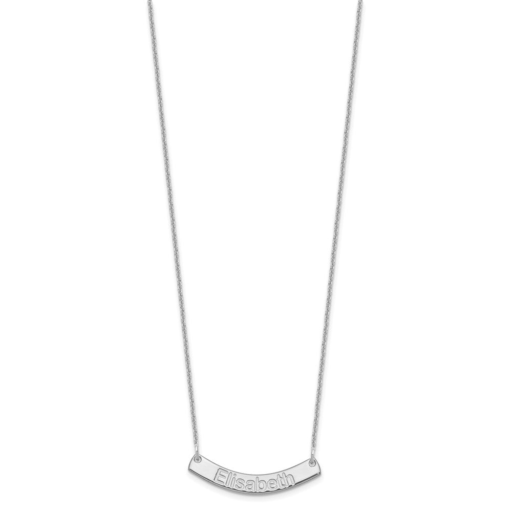 14k White Gold Small ARIAL ROUNDED Curved Bar Necklace
