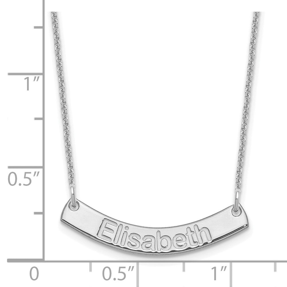 14k White Gold Small ARIAL ROUNDED Curved Bar Necklace