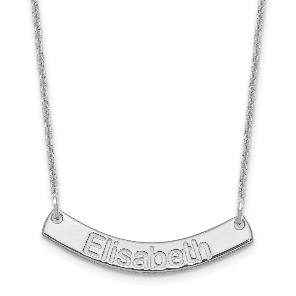 14k White Gold Small ARIAL ROUNDED Curved Bar Necklace