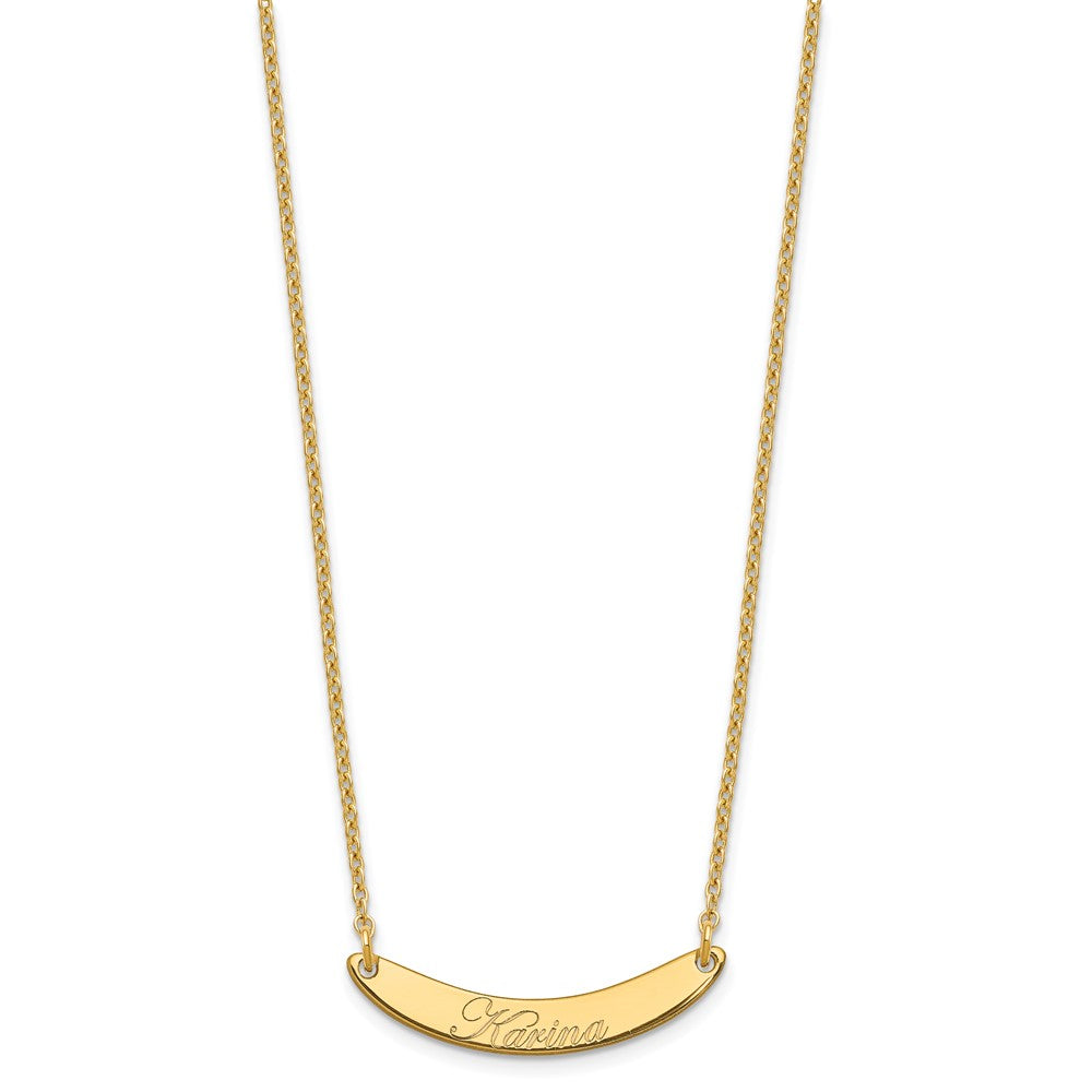 SS/Gold-plated Small EDWARDIAN SCRIPT Curved Bar Necklace