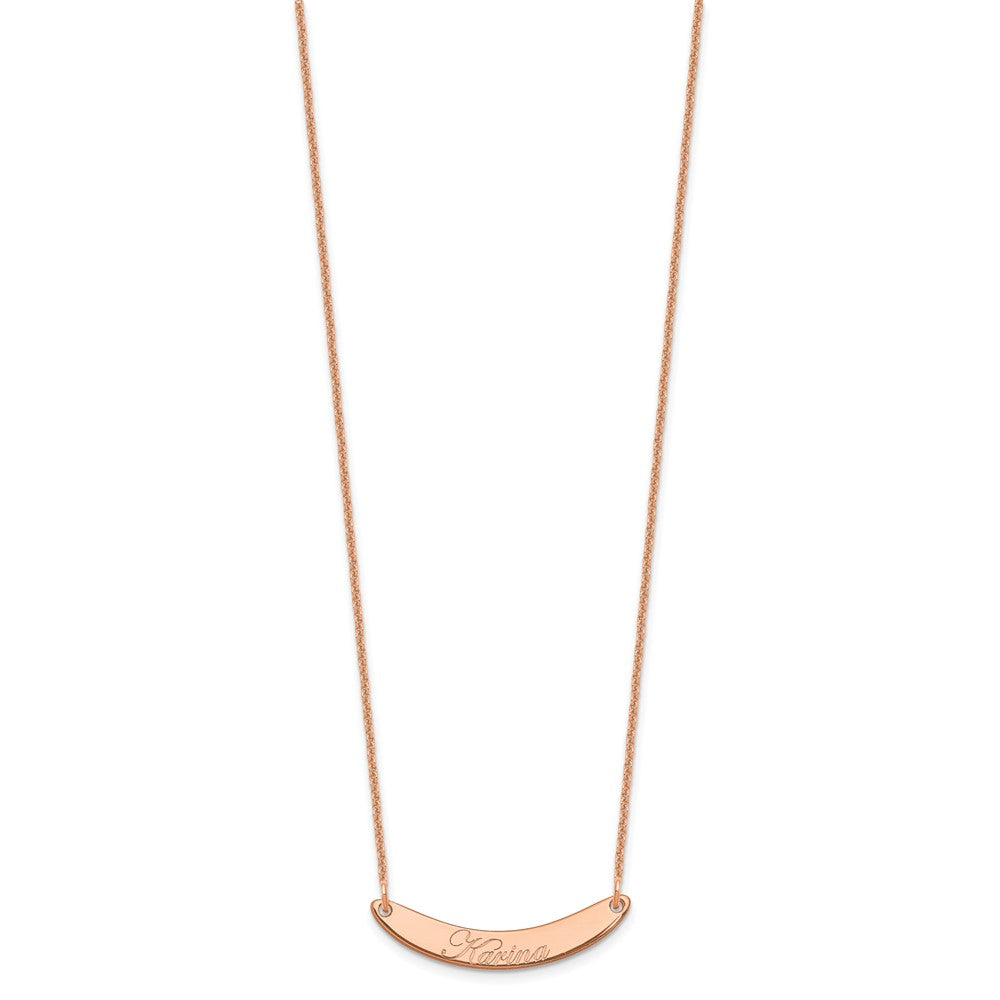 14k Rose Gold Small EDWARDIAN SCRIPT Curved Bar Necklace