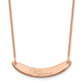 14k Rose Gold Small EDWARDIAN SCRIPT Curved Bar Necklace