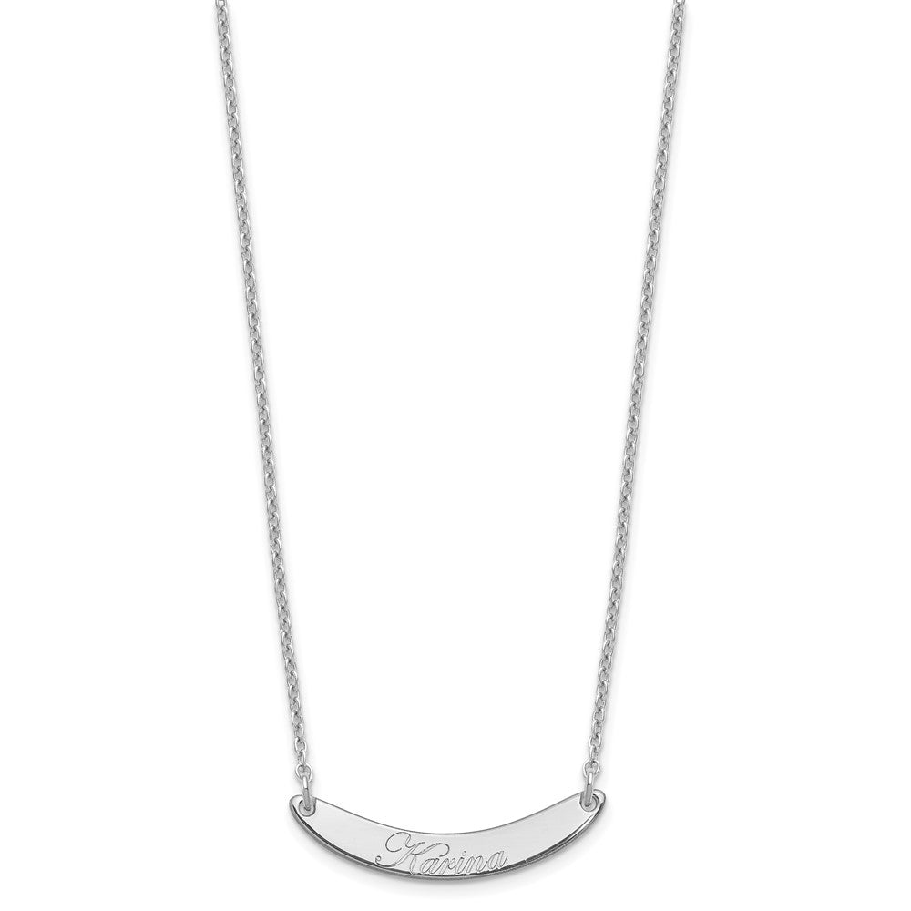 SS/Rhod-plated Small EDWARDIAN SCRIPT Curved Bar Necklace