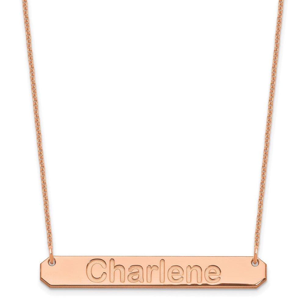14k Rose Gold Medium ARIAL ROUNDED Bar Necklace