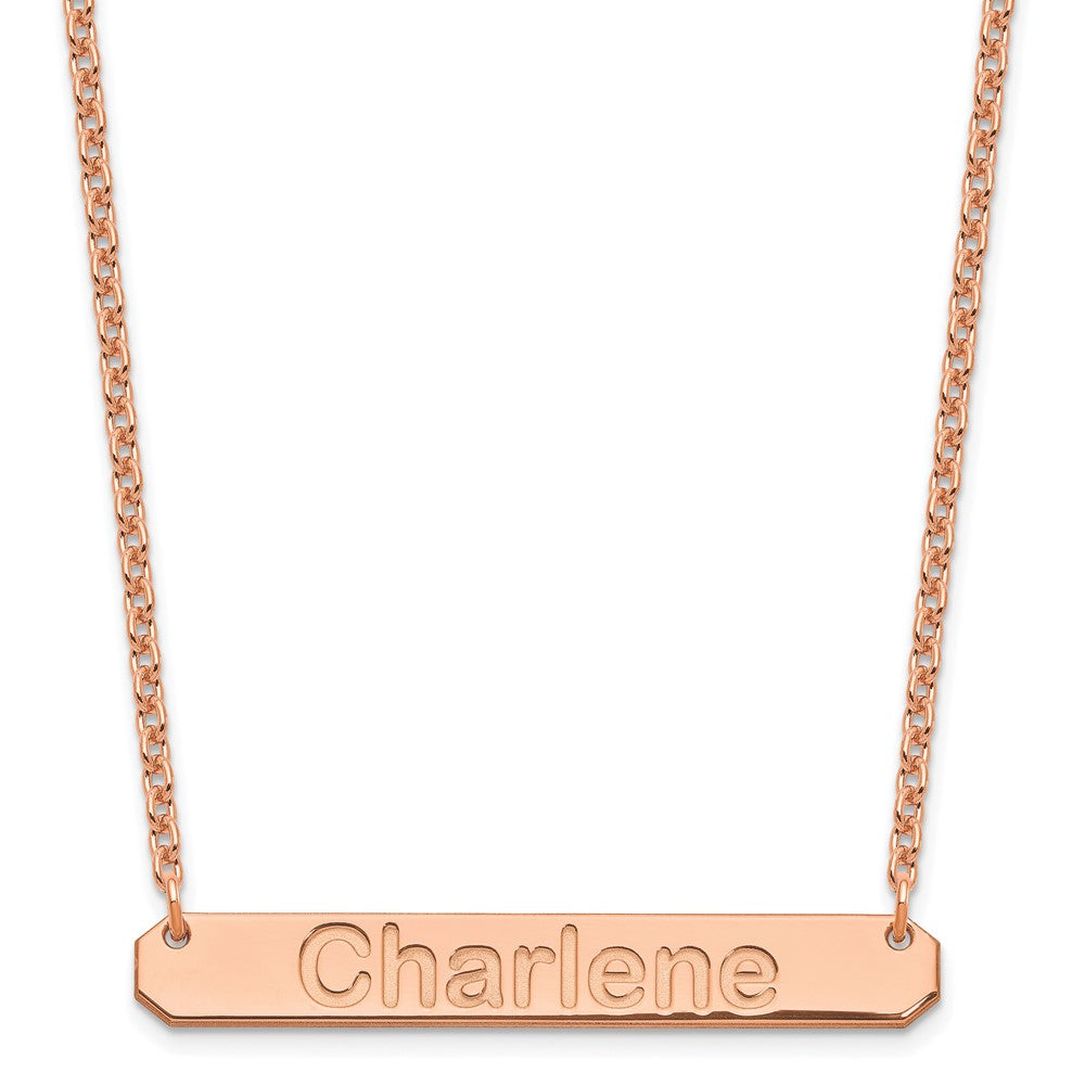 Sterling Silver/Rose-plated Medium ARIAL ROUNDED Bar Necklace