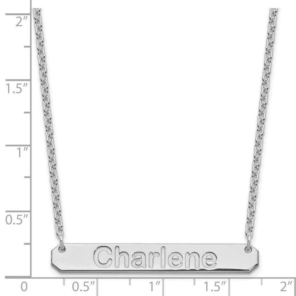 SS/Rhodium-plated Medium ARIAL ROUNDED Bar Necklace