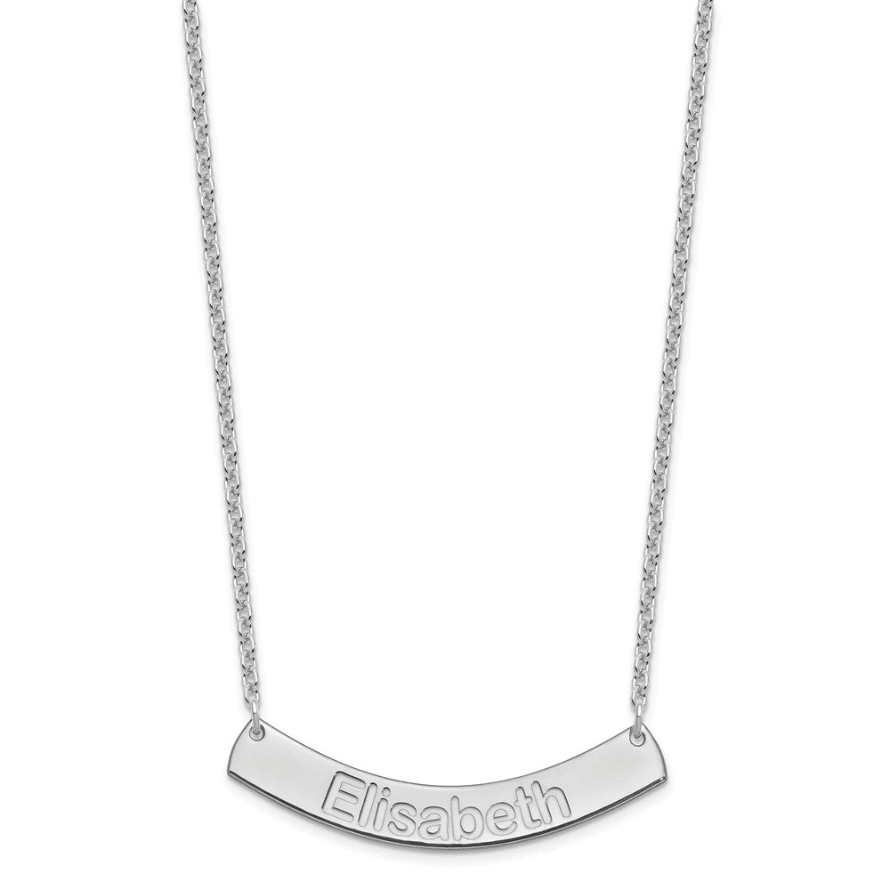 SS/Rhodium-plated Medium ARIAL ROUNDED Curved Bar Necklace