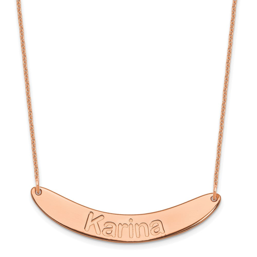 14k Rose Gold Medium ARIAL ROUNDED Curved Bar Necklace
