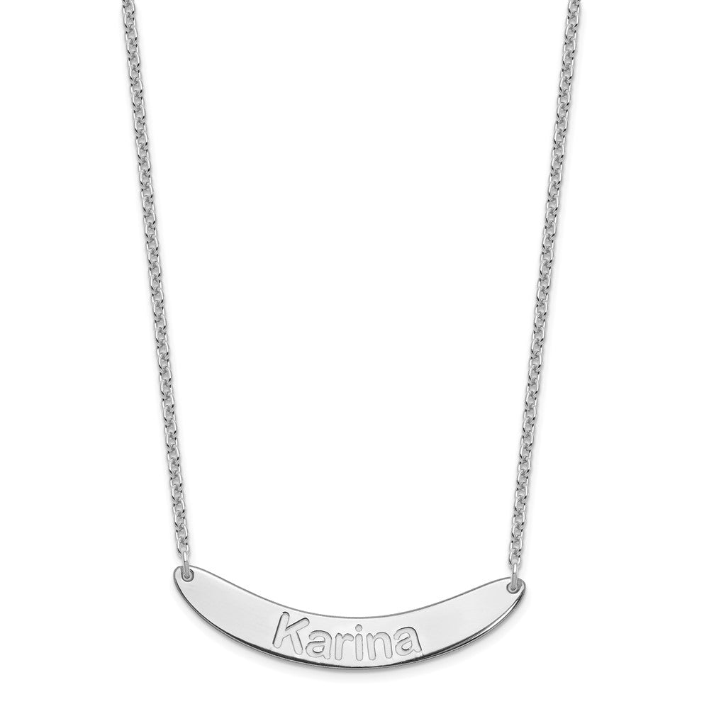 SS/Rhod-plated Medium ARIAL ROUNDED Curved Bar Necklace