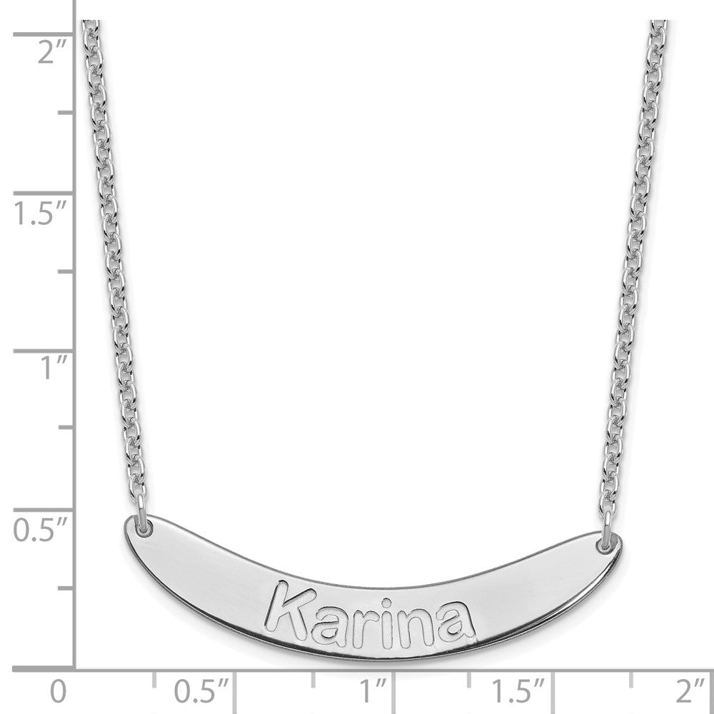 SS/Rhod-plated Medium ARIAL ROUNDED Curved Bar Necklace