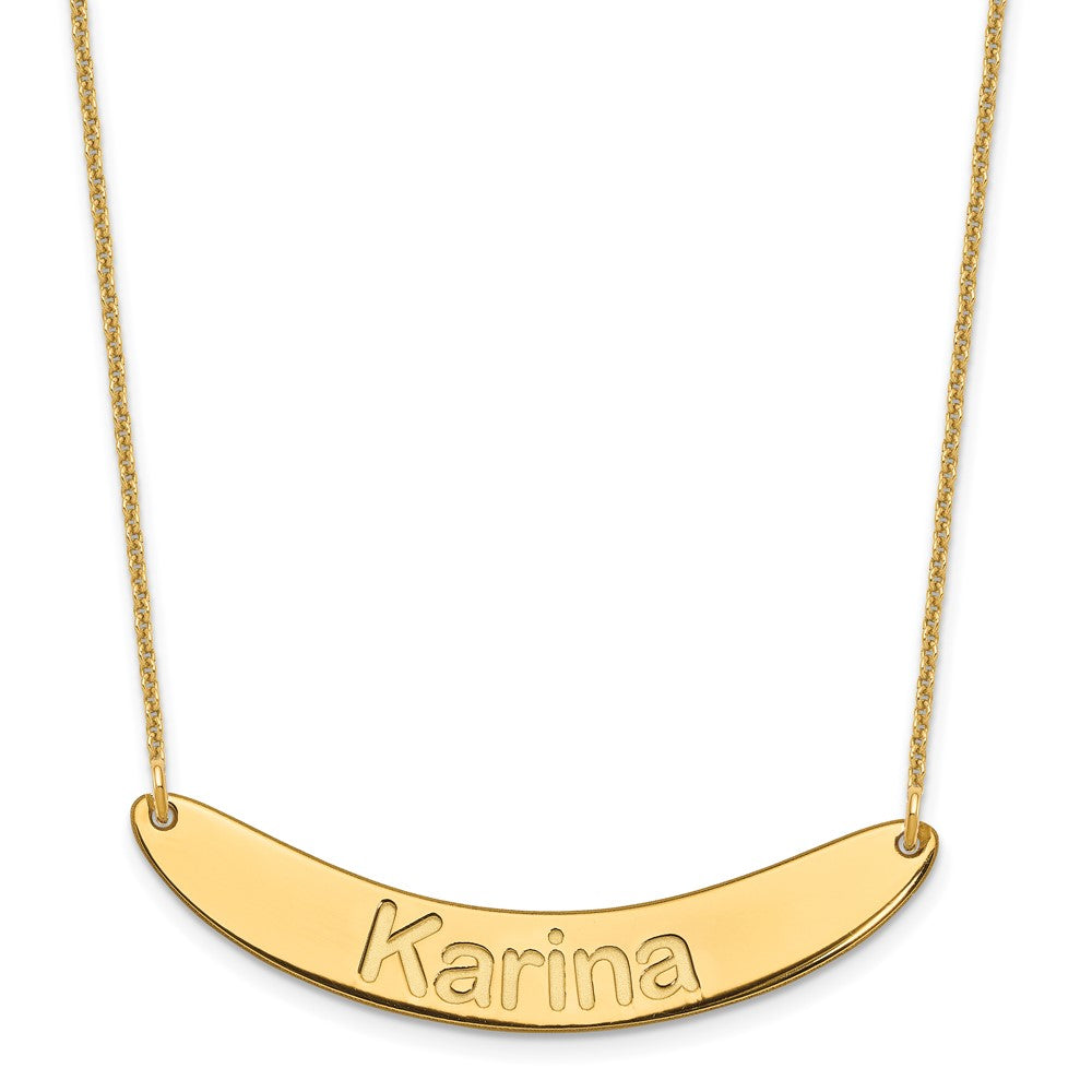 14k Yellow Gold Medium ARIAL ROUNDED Curved Bar Necklace
