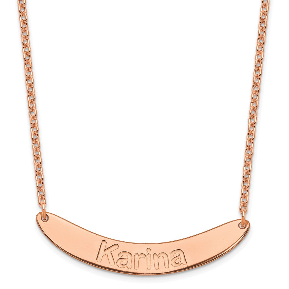 SS/Rose-plated Medium ARIAL ROUNDED Curved Bar Necklace