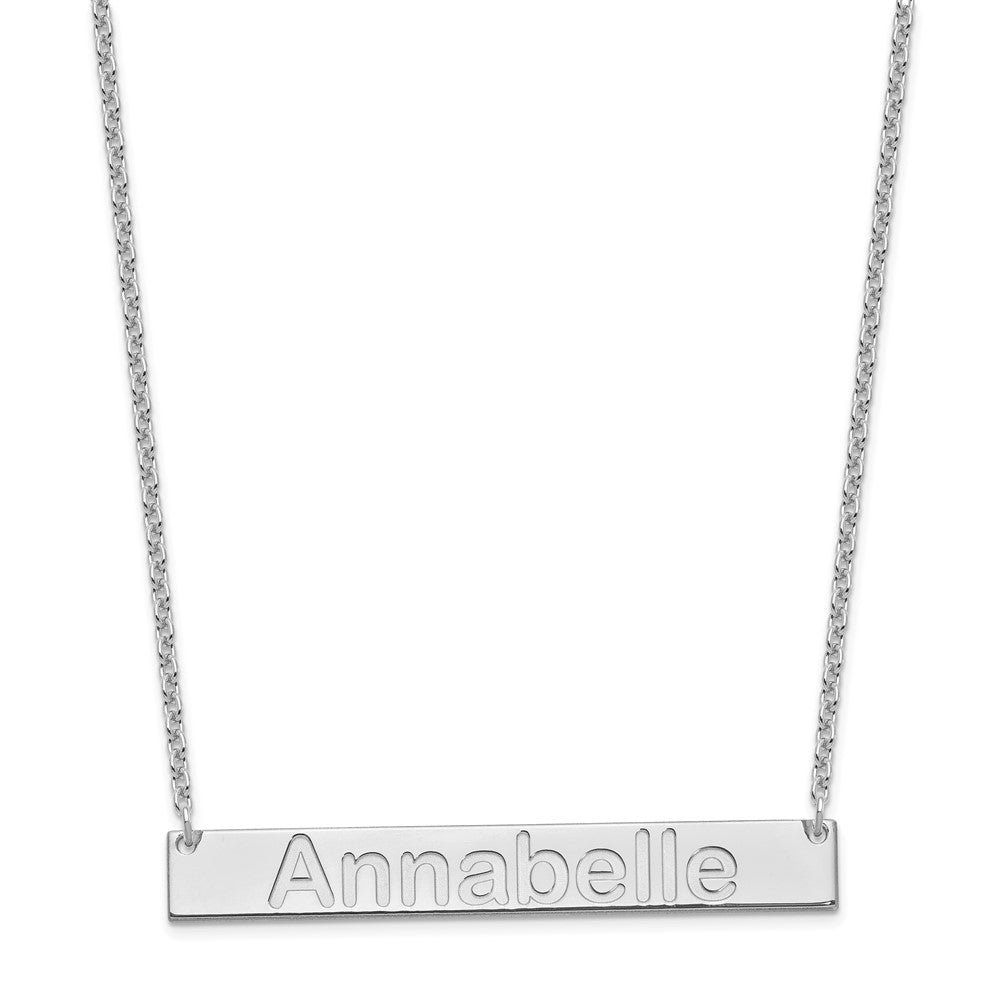 Sterling Silver/Rhod-plated Large ARIAL ROUNDED Bar Necklace