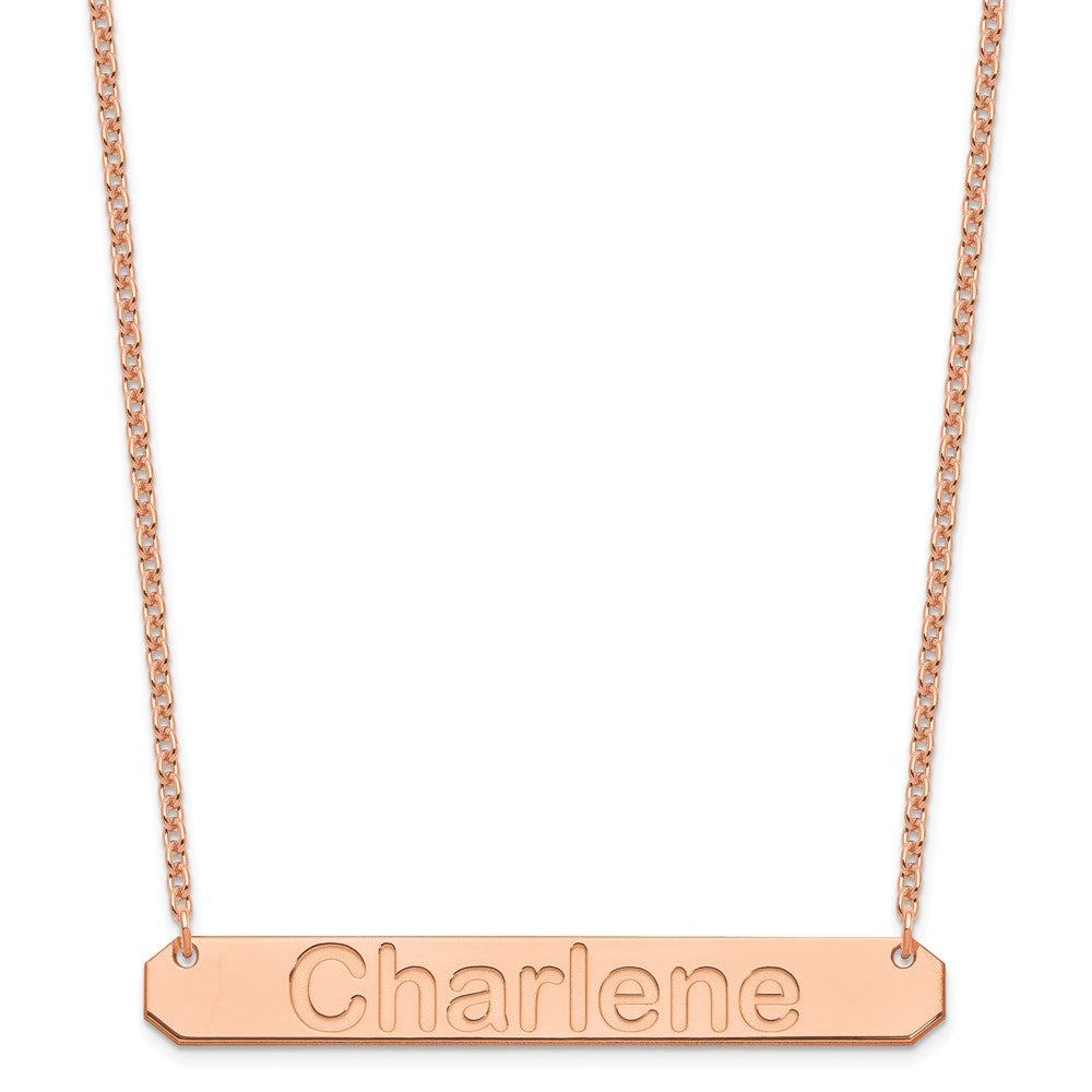 Sterling Silver/Rose-plated Large ARIAL ROUNDED Bar Necklace
