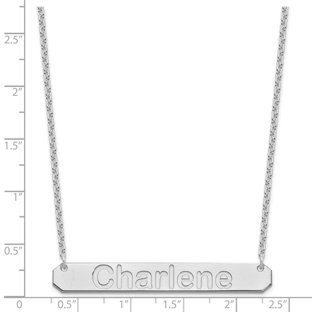 Sterling Silver/Rhodium-plated Large ARIAL ROUNDED Bar Necklace