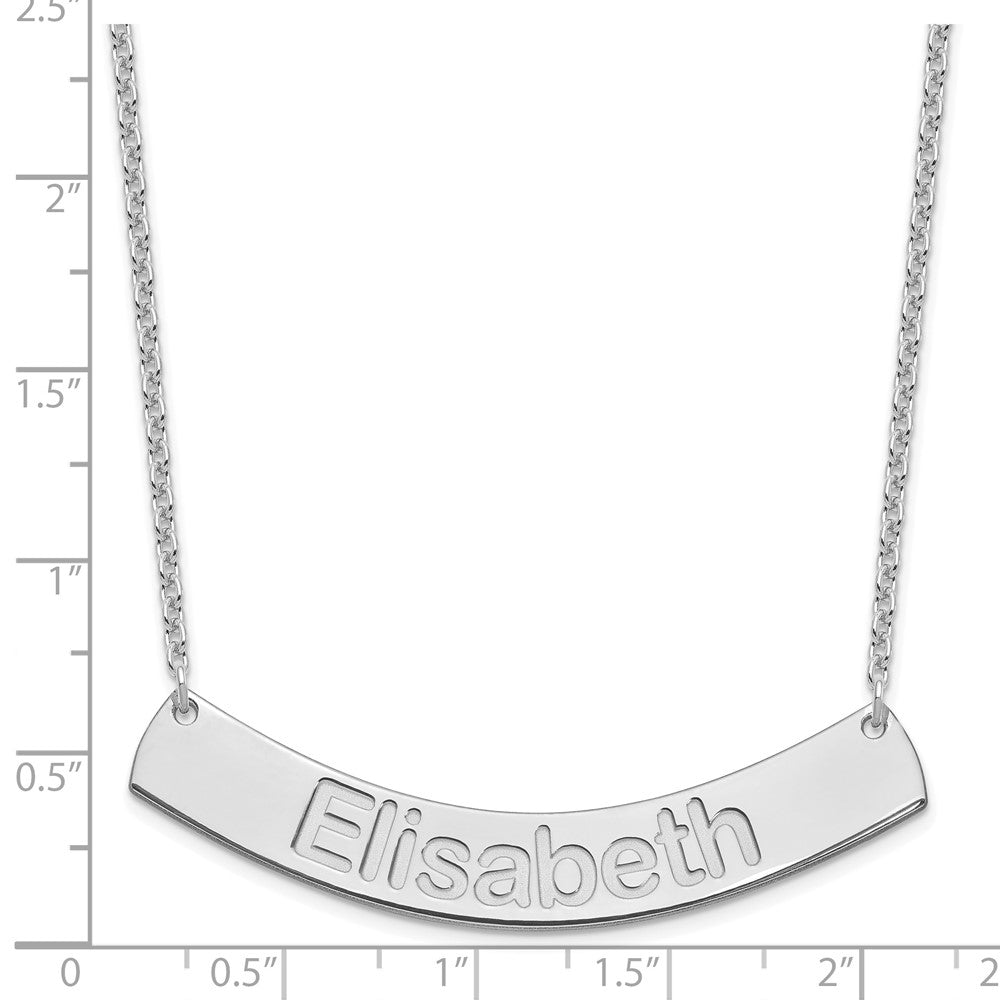 SS/Rhodium-plated Large ARIAL ROUNDED Curved Bar Necklace